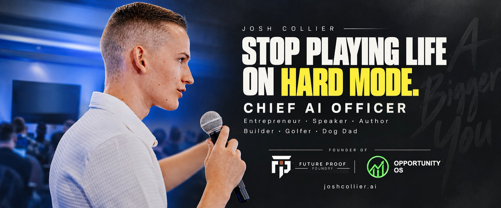 Josh Collier speaking about making life easier with AI